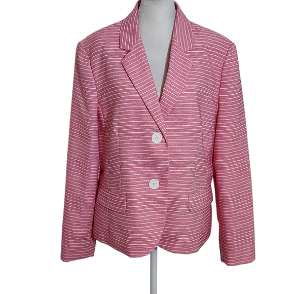 Le Suit Women's Pink Striped Blazer Size 14 Pink and White Blazer - Picture 1 of 8